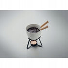 Zestaw do fondue 240 ml ceramiczne naczynie do czekolady i sera, dla dwojga, białe z czarnymi elementami