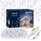 LAMPKI SOPLE KURTYNA ŚWIETLNA 200 LED BIAŁE ZIMNE 10,5m ŚWIĄTECZNE FLASH 10,5 cm