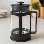 Zaparzacz do herbaty kawy french press 1l szklany czarny montessa dzbanek z tłokiem, praska tłokowa, 4 filiżanki, mycie