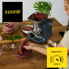Maszynka do mięsa Yoer 6w1 Metalowa 2100W 3,5kg +Szatkownica +27 elementów nominalna srebrny/szary