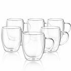 6x SZKLANKI TERMICZNE DO KAWY LATTE DRINKÓW 350ml Z UCHEM ATESTOWANE podwójna ścianka, do herbaty i espresso, bezbarwne