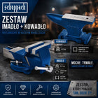 Scheppach imadło ślusarskie warsztatowe żeliwne 4,5kg 100mm + kowadło 4,5kg ścisk stołowy, mocowanie elementów
