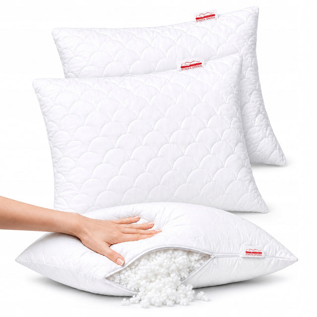 Poduszka 70x80 2-PACK puszysta antyalergiczna + zamek polska - oeko-tex włókno silikonowane 1000 g, komplet do sypialni