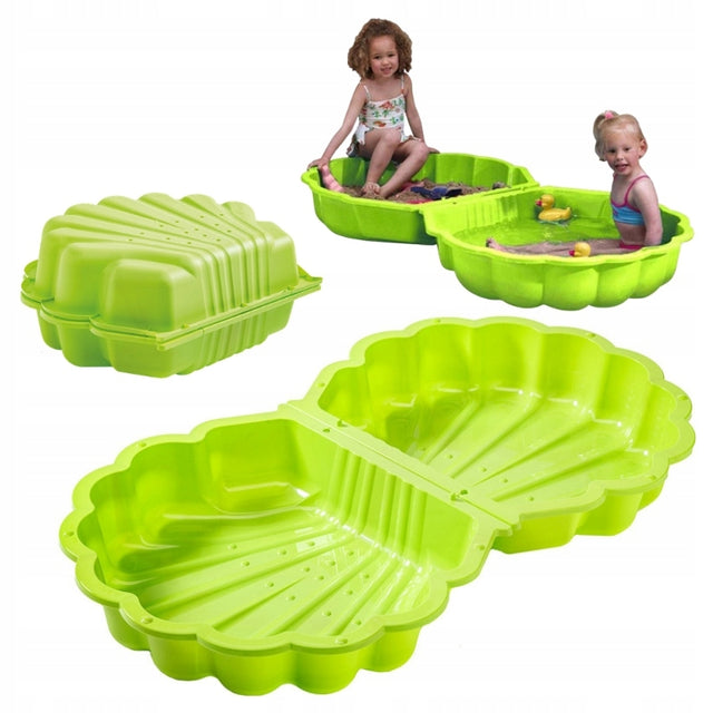 Piaskownica z pokrywą ogrodowa zamykana duża zestaw 2w1 basen muszelka plastikowa zabawka do piasku dla malucha 18m+, 154 x 87 cm