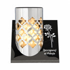 Znicz solarny LED duży szklany srebrny metalowy nagrobny ledowy 22cm lampka cmentarna na grób, lampion na Wszystkich