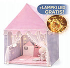 Namiot dla dzieci tipi domek do pokoju ogrodu + lampki LED duży kryjówka, baza zabaw, różowy, wysokość 130 cm, od 3 lat