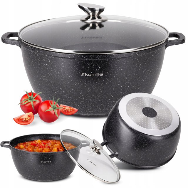 Garnek 10,0 L tradycyjny marmurowy kociołek pokrywa indukcja GAZ kamille garnek tradycyjny 32 cm 10 l /Wzór aluminiowe