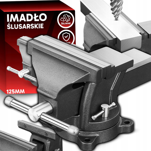 Imadło stołowe obrotowe stolarskie żeliwne 125 MM szczęki małe z kowadłem narzędzie warsztatowe do mocowania elementów, zacisk montażowy