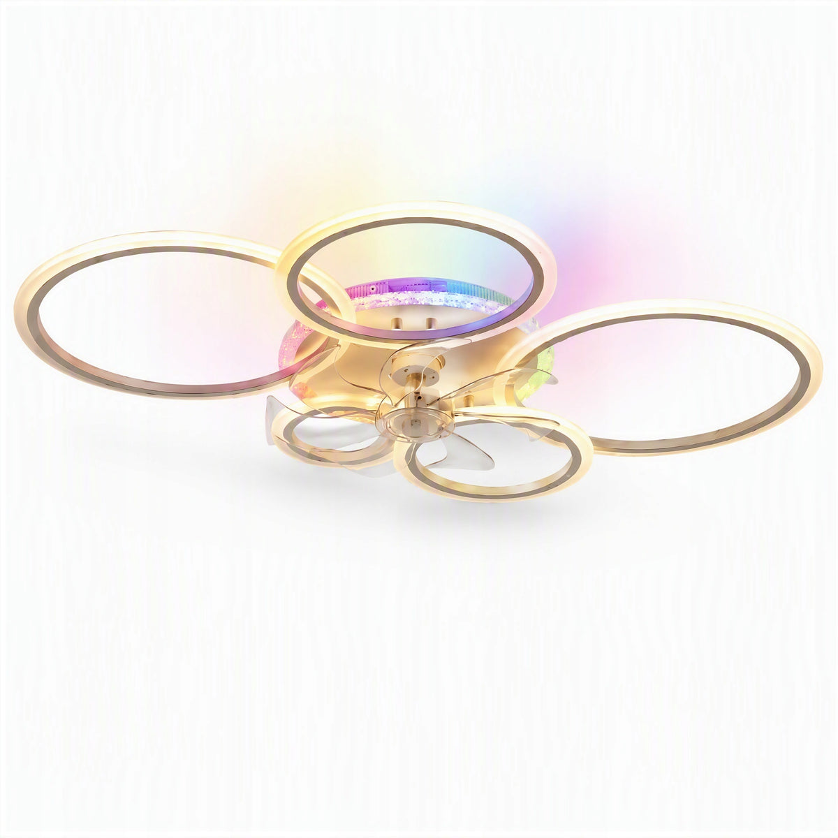 Lampa sufitowa 70W z wentylatorem, cicha, podświetlenie RGB, ściemniana, 6 prędkości, 96cm plafon LED z pilotem