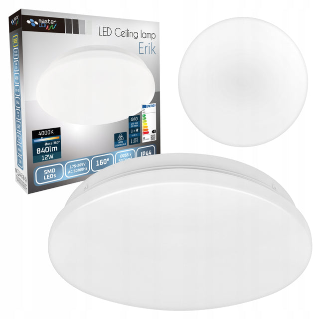 Plafon LED 12W łazienkowy IP44 natynkowy sufitowy oprawa lampa panel okrągła biała neutralna 25,5 cm zintegrowane źródło światła