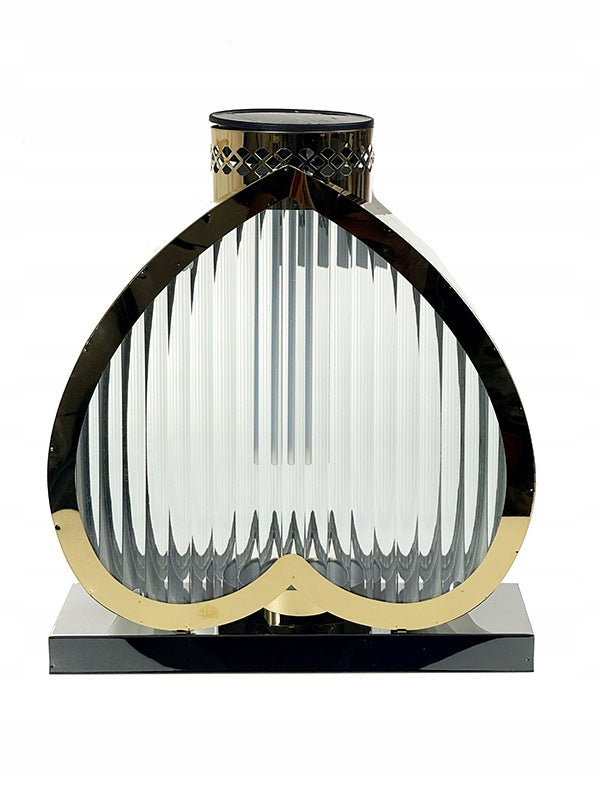 Znicz solarny odwrócone serce duże 31cm lampion nagrobny LED, dekoracja na cmentarz, metalowy srebrny