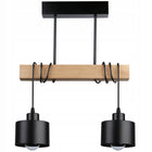 Lampa sufitowa wisząca żyrandol oprawa Drewniana LED E27 loft czarna industrialna metalowa 2-punktowa, do salonu i