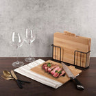 Zestaw deska do krojenia ze stojakiem bambusowe Konighoffer Cedar 4szt prostokątne akcesoria kuchenne 21x29 cm do
