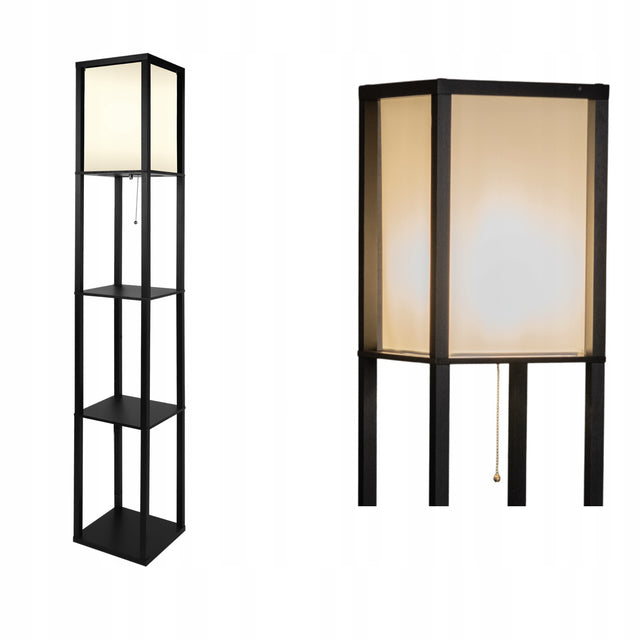 Lampa podłogowa z półkami 160cm – LightLogic susse oświetlenie stojące do salonu, sypialni, biura i pokoju dziecięcego, czarna oprawa E27 do 15 w