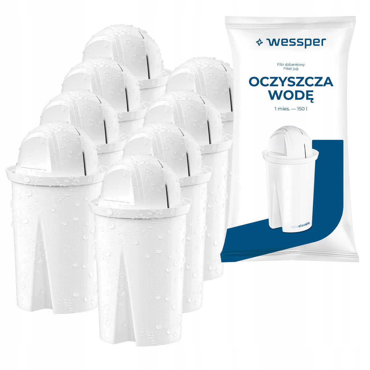 Filtr do wody Wessper do dzbanek filtrujący Brita Dafi zamiennik 8 sztuk wkład filtracyjny, cartridge, oczyszczanie