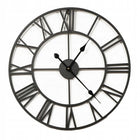 Duży metalowy zegar ścienny 80 CM czarny cichy mechanizm arventa style dekoracja salonu, tarcza analogowa, cyfry
