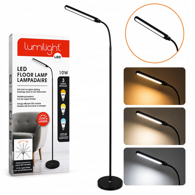 Czarna Lampa podłogowa LED 3 Tryby Światła ściemniacz Salon Sypialnia 160cm oświetlenie stojące, zasilanie sieciowe, zintegrowane źródło