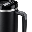 Kubek termiczny termos 1200 ML ze słomką uchwytem na kawę herbatę czarny naczynie izotermiczne na napoje gorące i zimne
