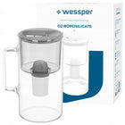 Dzbanek szklany wessper D2 borosilicate 3l + 1x Filtr Wessper aquaclassic dzbanek filtrujący srebrny/szary