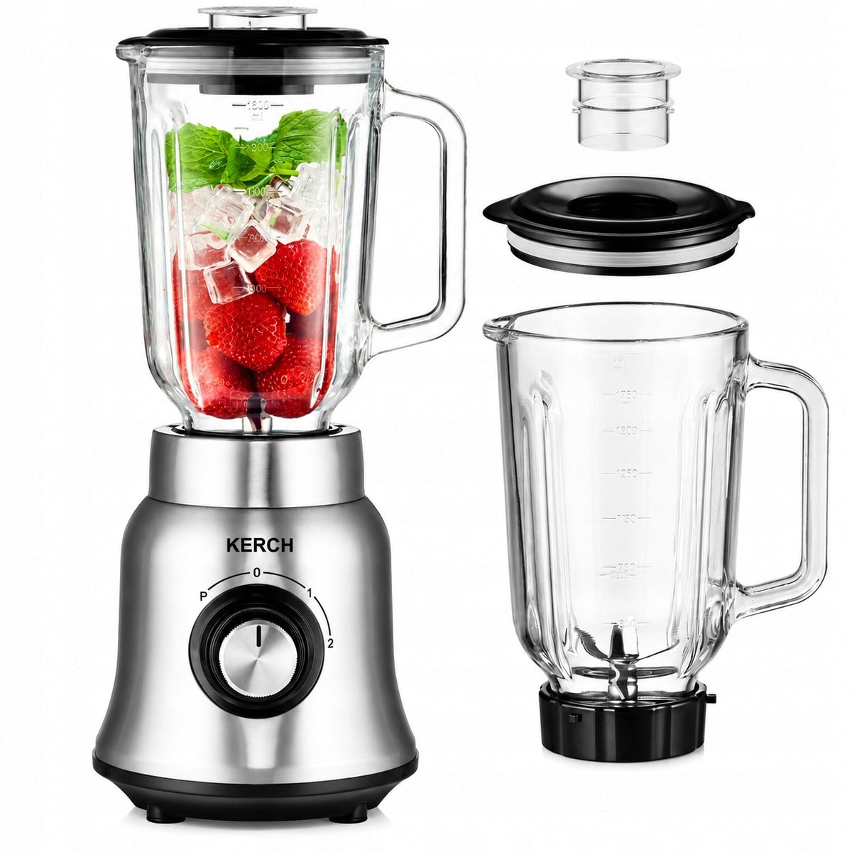 Blender kielichowy szklany do koktajli smoothie kerch roto 2 prędkości 1,5l