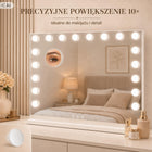 Duże Lustro Hollywood 80x60 LED do Makijażu 18 Żarówek Białe Stojące XXL toaletowe kosmetyczne prostokątne metalowa rama
