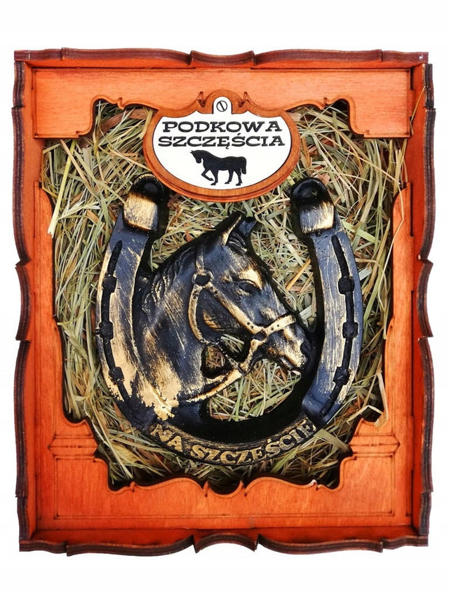 Podkowa na szczęście symbol powodzenia na parapetówkę nowy DOM z siankiem talizman, amulet, upominek na przeprowadzkę, dekoracja do wnętrz