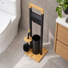 Stojak na papier toaletowy czarny uchwyt wieszak szczotka do WC 2w1 loft metalowy wolnostojący, łazienkowy, wysokość 77