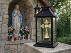 Duży znicz lampion z krzyżem dla mamy babci świecący krzyż na grób 29cm led