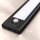 Lampka nocna LED 60cm z czujnikiem ruchu lampa podszafkowa do mebli czarna oświetlenie akumulatorowe USB, neutralna
