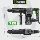 MŁOT WYBURZENIOWY UDAROWY SDS MAX WALIZKA 2 DŁUTA 1400W 20J DO BETONU WUBER do skuwania tynków i posadzek, kucia ścian