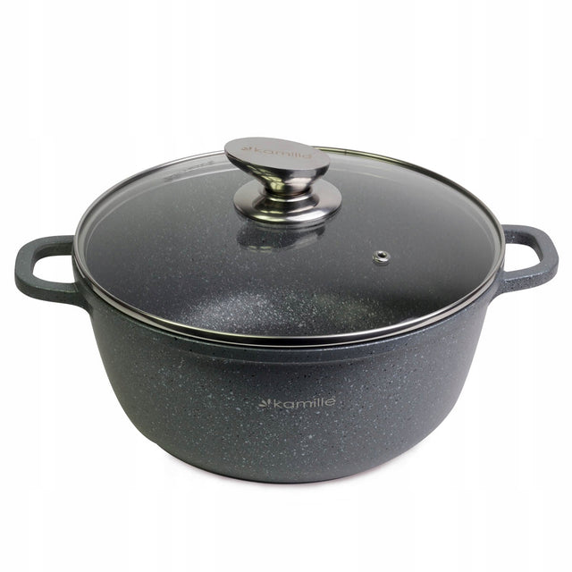 Garnek granit kociołek pokrywka 4,5 L indukcja GAZ rondel aluminiowy do gotowania i duszenia, średnica 16 cm
