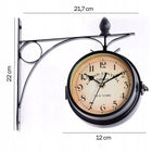 Zegar dwustronny ścienny dworcowy retro vintage metalowy czarny design 14.5 cm brązowy