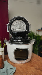 Multicooker tefal Cook4Me z pokrywą do zapiekania air fryer 1300 przepisów 6 l 1600 w biały