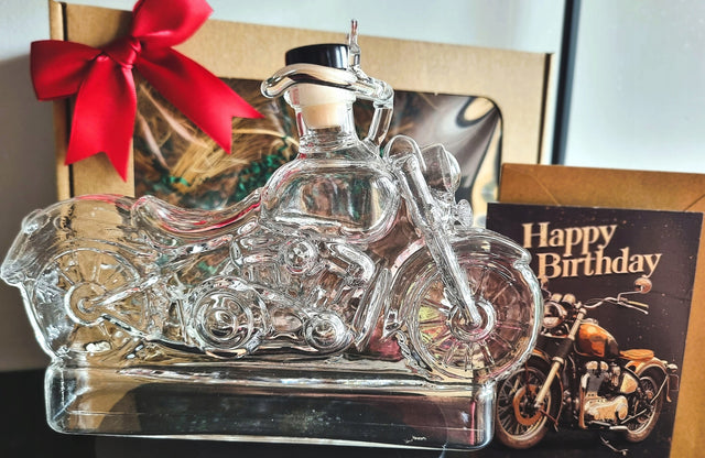 Karafka Motocykl Chopper 400ml do Whisky Wina Prezent Dekoracja Szklana butelka na alkohol, nalewki i bourbon, ozdoba domowego barku