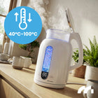 Czajnik elektryczny z regulacją temperatury LED podtrzymywanie ciepła 1,5l 1.5 l 1500 w biały szkło, tworzywo sztuczne