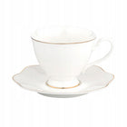 KOMPLET KAWOWY ZESTAW FILIŻANKI FLORINA ZE SPODKIEM LIRIC 210ML 12el 6sos porcelanowe, białe w paski, serwis dla 6 osób