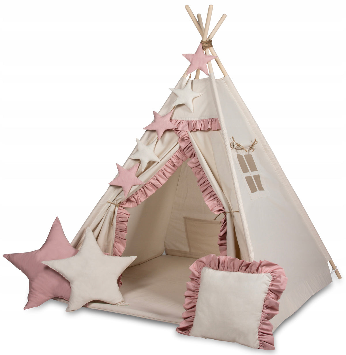 Namiot tipi teepee dla dzieci 3 poduszki przytulanki+GIRLANDA produkt PL wigwam iglo do zabawy 160 cm od 6 miesięcy