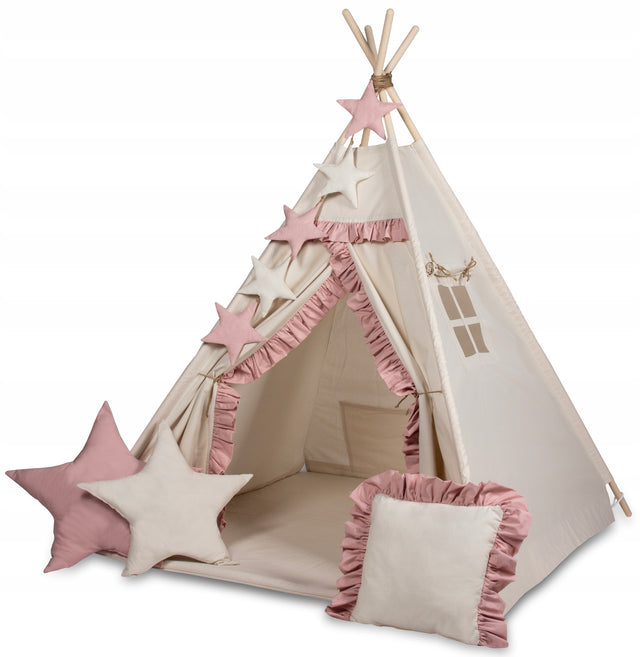 Namiot tipi teepee dla dzieci 3 poduszki przytulanki+GIRLANDA produkt PL wigwam iglo do zabawy 160 cm od 6 miesięcy baza do zabawy w domu, kącik