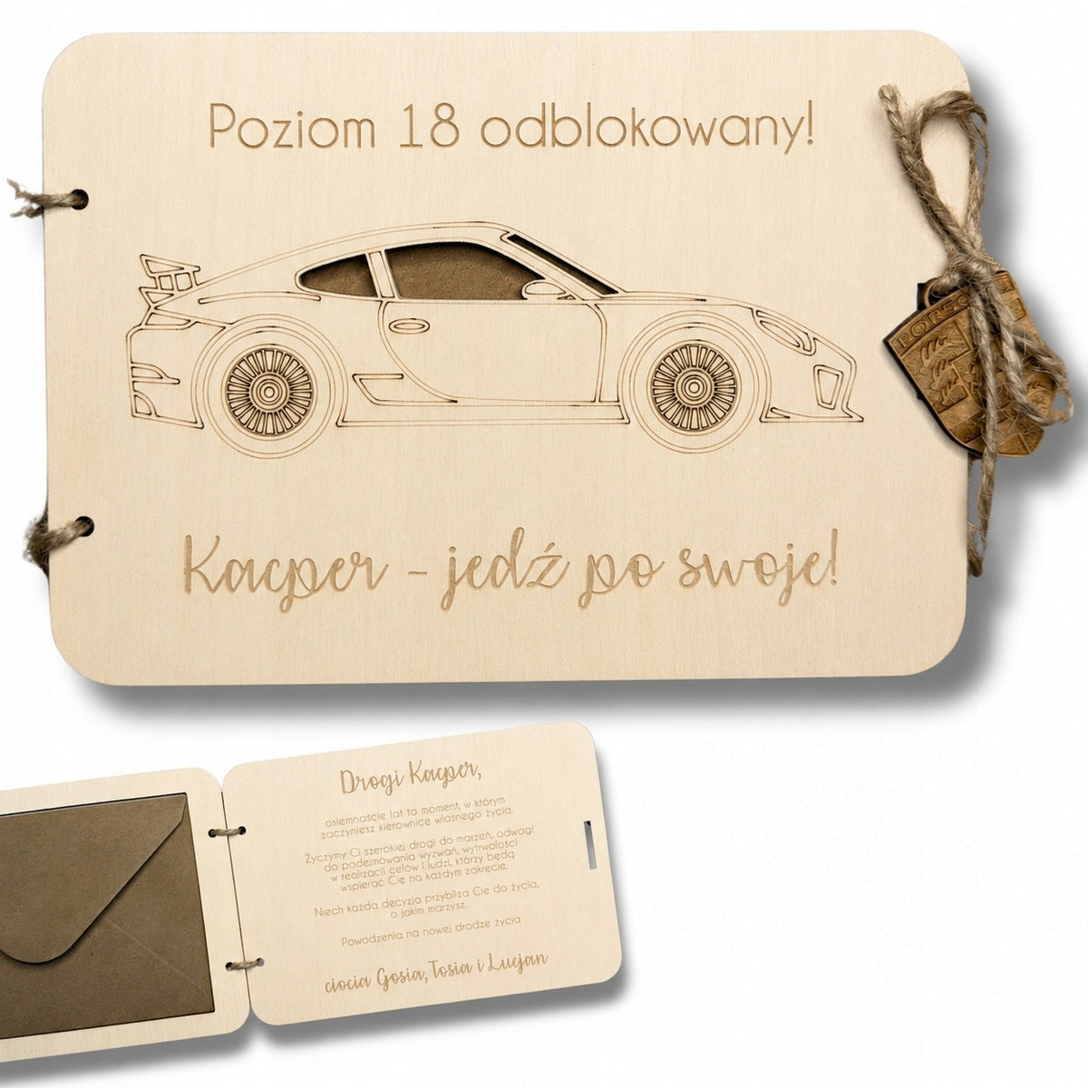 Pudełko na pieniądze Kartka prezent na 18 urodziny dla chłopaka porsche