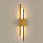 LAMPA ŚCIENNA ZŁOTA KINKIET LED NOWOCZESNY DO SALONU KORYTARZA 10W 3000K oprawa metalowa 2-punktowa 40 cm głębokość 7 cm