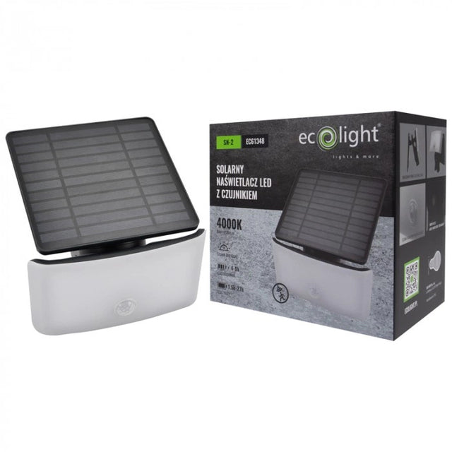 13489 Naświetlacz Solarny LED Lampa z Czujnik Ruchu PIR Zmierzchu Biała oświetlenie zewnętrzne 600 lm 4000 K IP44 światło neutralne