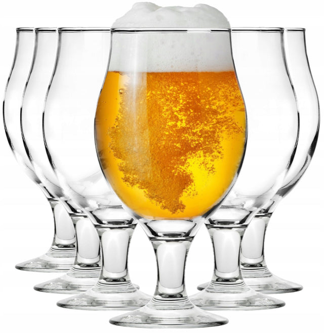 Komplet 6szt pokal 500ml piwo szklanka na nóżce kufel do napojów, bezbarwne szkło, można myć w zmywarce do piwa i drinków, szklanki do napojów 0,5 l