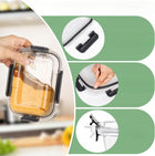 12 x lunchbox szklane pojemniki na żywność uszczelka żaroodporne zestaw 9.7 l bezbarwny, czarny