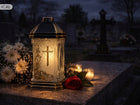 ZNICZ DUŻY SZKLANY 3x ZŁOTY 29cm NA GRÓB GROBY CMENTARZ LAMPION KAPLICZKA latarenka dekoracyjna na Wszystkich Świętych