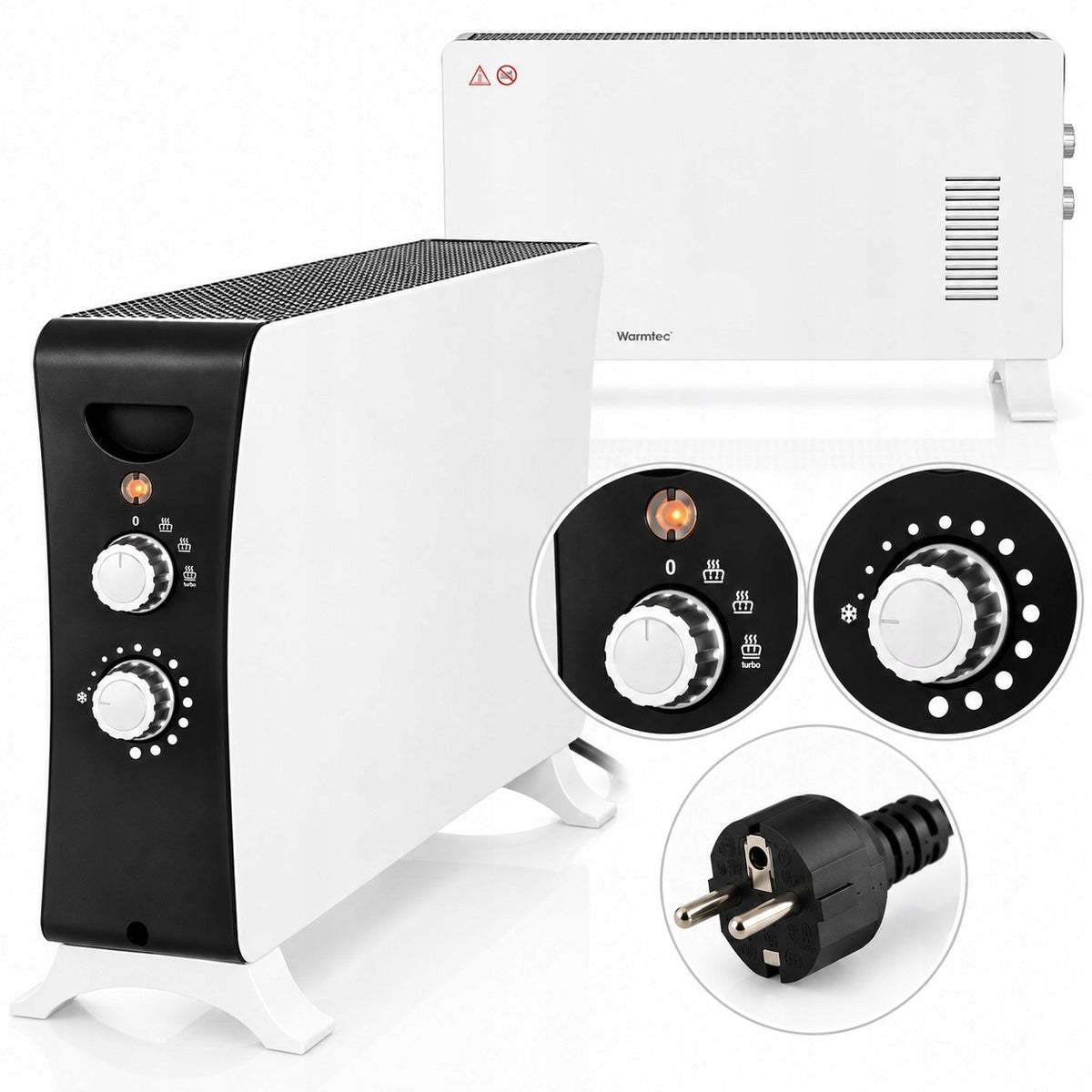 Grzejnik elektryczny energooszczędny konwektor nadmuch termostat EWH-2000W 680 mm 420 mm grzewcza biały