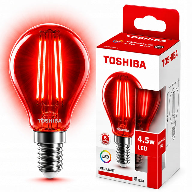 Żarówka LED E14 G45 4,5W = 40W Czerwona Filament Mocna Kulka Niemrugająca źródło światła dekoracyjne do nastrojowego oświetlenia