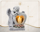 ANIOŁ NA GRÓB ZE ZNICZEM LED FIGURKA NA CMENTARZ RZEŹBA Z WKŁADEM lampion nagrobny dekoracja pamięci wysokość 28,5 cm