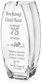 Szklany duży wazon z grawerem 32cm na prezent podziękowania dla Rodziców dekoracja stołu, naczynie ozdobne, rocznica