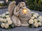 Figurka Anioł ZNICZ Na Grób Aniołek LED Duży Nagrobna Dekoracja świecąca lampka cmentarna 18 cm szara