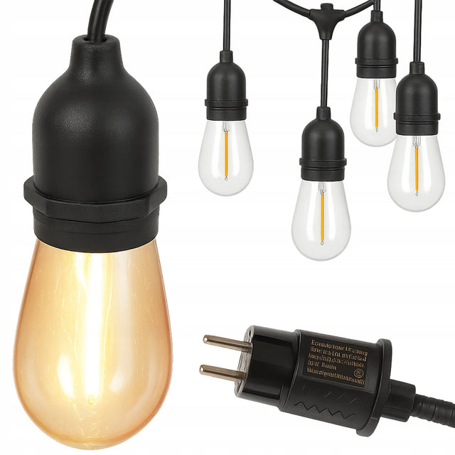 Girlanda łańcuch świetlny 10x żarówka LED E27 lampki oświetlenie ogrodowe na taras balkon altanę, ciepła biel, 5 m, do wnętrz i na zewnątrz